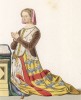 Луиза де Монморанси, супруга Адмирала де Колиньи (XVI век) (лист 36 работы Жоржа Дюплесси "Исторический костюм XVI -- XVIII веков", роскошно изданной в Париже в 1867 году)