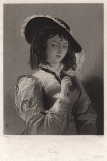 Виола, героиня пьесы Уильяма Шекспира "Двенадцатая ночь". The Heroines of Shakspeare. Лондон, 1850-е гг.