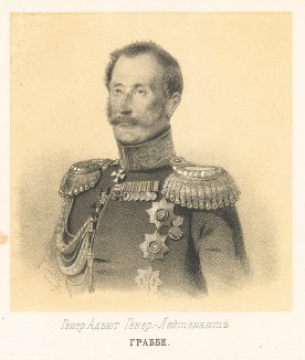 Генерал-адъютант, генерал-лейтенант Павел Христофорович Граббе (1789—1875), участвовавший в Венгерской войне 1849 года (Русский художественный листок. № 33 за 1852 год)