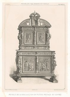 Французский шкаф из коллекции Лувра, XVII век. Meubles religieux et civils..., Париж, 1864-74 гг. 