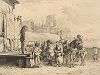 Итальянские шарлатаны. Офорт Жан-Жака де Буассье с живописного полотна Карела Дюжардена. 