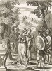 Пророчество Энею. "Энеида" Вергилия, книга III. Лист подписного издания посвящён Джону Монтагью (1655--1728/9 гг.) -- главе Тринити Колледжа в Кембридже