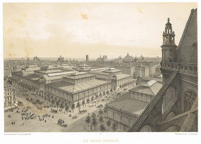 Ле-Аль -- центральный парижский рынок (до 1970-х годов), сейчас название квартала (из работы Paris dans sa splendeur, изданной в Париже в 1860-е годы)