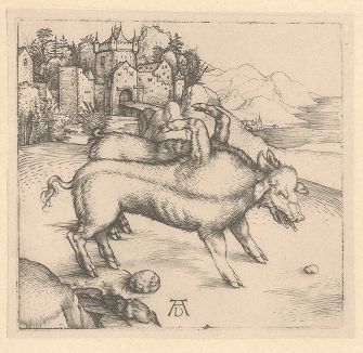 Свинья-монстр. Гравюра Альбрехта Дюрера, выполненная в 1514 году (Репринт 1928 года. Лейпциг)