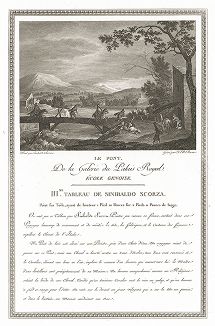 Пейзаж с мостом кисти Синибальдо Скорца. Лист из знаменитого издания Galérie du Palais Royal..., Париж, 1808
