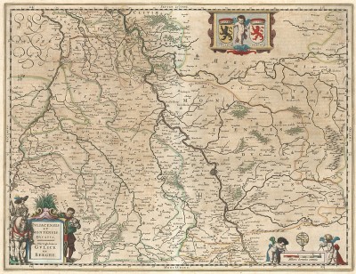 Карта герцогства Юлих-Берг (Юлих). Iuliacensis et Montensis Ducatus. De Hertoghdomen Gulick en Berghe. Составил Виллем Блау. Амстердам, 1645