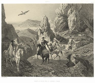 Соколиная охота в окрестностях Еревана. Le Caucase pittoresque князя Гагарина, л. XX, Париж, 1847