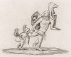 Побег Энея. Высота 9 дюймов, ширина 11 дюймов. Фреска, найденная в Граньяно (Италия), - карикатурное изображение побега Энея с отцом (игрушечный медведь) и сыном (медвежонок).