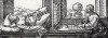 Художник, рисующий лежащую женщину (из Руководства к измерению при помощи циркуля и линейки плоскостей и обьёмов от Альбрехта Дюрера, посвящённого всем любителям искусства)