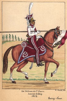 1809 г. Кавалерист уланского полка де Берг французской легкой кавалерии. Коллекция Роберта фон Арнольди. Германия, 1911-29