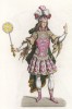 Король-Солнце на балетной сцене (лист 98 работы Жоржа Дюплесси "Исторический костюм XVI -- XVIII веков", роскошно изданной в Париже в 1867 году)