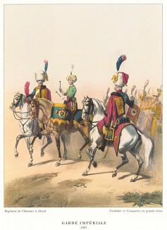 Конные егеря армии Наполеона Бонапарта. Репринт середины XX века со старинной французской гравюры