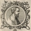 Джироламо Кардано (1501--1576 гг.) -- итальянский учёный-энциклопедист и медик, изобретатель карданного вала (лист 53 иллюстраций к работе Medicorum philosophorumque icones ex bibliotheca Johannis Sambuci, изданной в Антверпене в 1603 году)