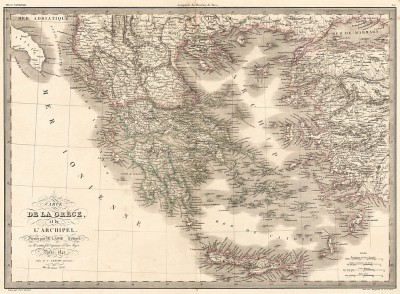 Карта материковой Греции и островов Греческого архипелага. Atlas universel de geographie ancienne et moderne..., л.32. Париж, 1842