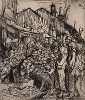 Рынок. Иллюстрация Фрэнка Брэнгвина к роману братьев Таро «В тени креста», 1931 год. 