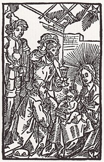 Альбрехт Дюрер. Поклонение волхвов (иллюстрация к Базельскому молитвеннику 1494 года)