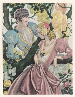 Влюблённые. Иллюстрация Умберто Брунеллески к сказке Шарля Перро. Париж, 1946 год