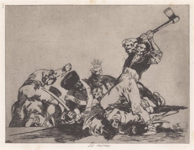 То же самое (Lo mismo). Лист 3 из серии офортов знаменитого художника и гравёра Франсиско Гойи "Бедствия войны" (Los Desastres de la Guerra). Представленные листы напечатаны в Мадриде с оригинальных досок около 1900 года. 