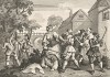 Гудибрас, 1725-26. Гудибрас повержен Труллой. Гравюра иллюстрирует эпизод поэмы, когда Гудибраса захватила врасплох местная бой-баба Трулла. Рыцарь выходит из щекотливого положения отнюдь не пуританским способом. Лондон, 1838
