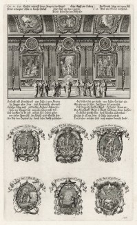 1. Иисус Христос в кругу двенадцати апостолов 2. Шесть сцен из Евангелия от Луки (из Biblisches Engel- und Kunstwerk -- шедевра германского барокко. Гравировал неподражаемый Иоганн Ульрих Краусс в Аугсбурге в 1700 году)