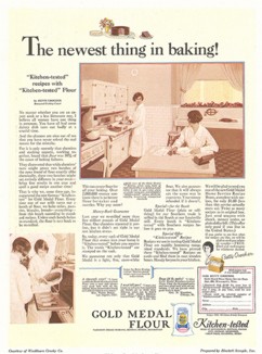 "Проверено на собственной кухне". Слоган популярной в 20-е годы в Америке серии радиопередач кулинара Бетти Крокер. Реклама муки. 