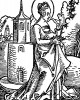 Святая Варвара, великомученица Илиопольская. Ганс Бальдунг Грин. Иллюстрация к Hortulus Animae. Издал Martin Flach. Страсбург, 1512
