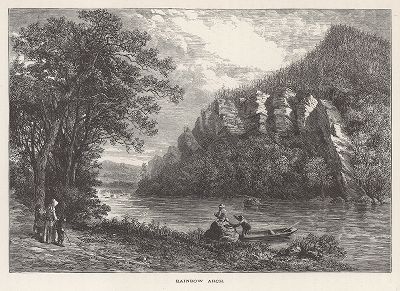 Скалы Радуга на реке Джеймс-ривер, штат Вирджиния. Лист из издания "Picturesque America", т.I, Нью-Йорк, 1872.