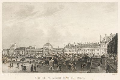 Вид на дворец и сад Тюильри. Лист из серии "Collection des Principales vues de Paris", Париж, 1845