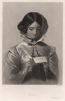 Джулия, героиня пьесы Уильяма Шекспира "Два веронца". The Heroines of Shakspeare. Лондон, 1850-е гг.