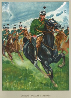 Драгуны в атаке. Униформа швейцарской кавалерии во время Первой мировой войны. Notre armée. Женева, 1915