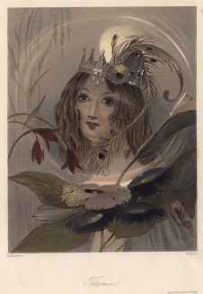 Титания, героиня пьесы Уильяма Шекспира «Сон в летнюю ночь». The Heroines of Shakspeare. Лондон, 1848