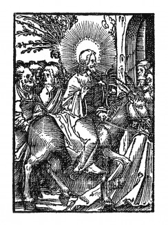 Въезд Иисуса Христа в Иерусалим. Из Benedictus Chelidonius / Passio Effigiata. Монограммист N.H. Кёльн, 1526