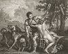 Венера и Адонис кисти Тициана. Лист из знаменитого издания Galérie du Palais Royal..., Париж, 1808