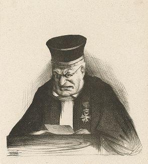 Симон Эдмю Поль Жакино-Годар (Jacquinot Godart), Председатель суда. Редкая литография Оноре Домье, 1833 год. 