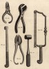 Хирургия. Клещи, пилы, хирургический молоточек (Ивердонская энциклопедия. Том III. Швейцария, 1776 год)