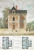 Загородный домик архитектуры конца XIX века с белым тентом над балконом (из популярного у парижских архитекторов 1880-х Nouvelles maisons de campagne...)