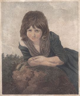 Девушка с колосками. Гравюра по живописному оринигалу Джона Хопнера, придворного художника Георга IV. 