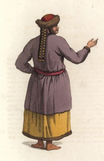 Женщина племени телеутов (лист 39 иллюстраций к известной работе Эдварда Хардинга "Костюм Российской империи", изданной в Лондоне в 1803 году)