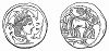 Древняя монета, изготовленная в Сиракузах, одной из первых греческих колоний на восточном берегу острова Сицилии, основанная около 735 года до нашей эры (The Illustrated London News №99 от 23/03/1844 г.)