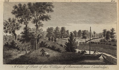 Сельский пейзаж на окраине городка Барнуэлл близ Кембриджа (из A New Display Of The Beauties Of England... Лондон. 1776 г. Том 2. Лист 16)