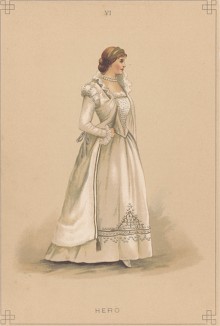 Маскарадный костюм "Геро". Лист из издания "Fancy Dresses Described; Or, What to Wear at Fancy Balls", Лондон, 1887 год