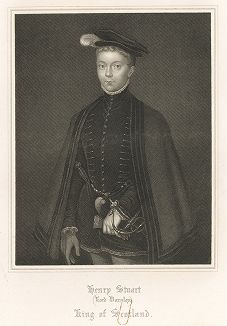 Генрих Стюарт, лорд Дарнли (1545-1567) - король-консорт Шотландии. Portraits of Illustrious Personages of Great Britain, Лондон, 1823-34 гг.