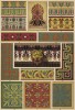 Росписи в различных древнегреческих храмах, в том числе в храме Ники Аптерос и Парфеноне (лист 5 альбома "Сокровищница орнаментов...", изданного в Штутгарте в 1889 году)