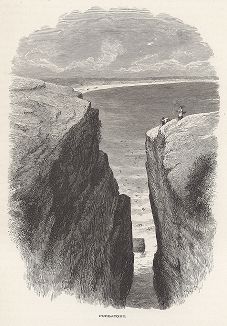Прибрежные утёсы Чистилище вблизи Ньюпорта, штат Род-Айленд. Лист из издания "Picturesque America", т.I, Нью-Йорк, 1872.