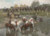 Взвод французской тяжелой кавалерии на водопое. L'Album militaire. Livraison №4. Cavalerie. Serviсe en campagne. Париж, 1890