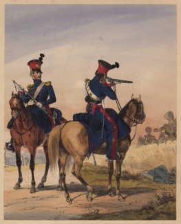 Стрелки 3-го кавалерийского полка королевства Вюртемберг (литография из Das Koniglich Wurttembergische Militair... Вюрцбург. 1840 год)