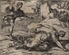 Нимфа Гесперия убегает от царевича Эсака. Гравировал Антонио Темпеста для своей знаменитой серии "Метаморфозы" Овидия, л.111. Амстердам, 1606