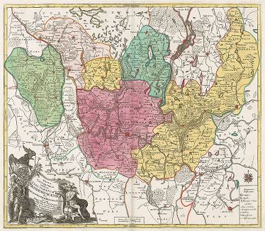 Карта курфюршества Бранденбург. Mappa Geographica exhibens Electoratum Brandenburgensem.
