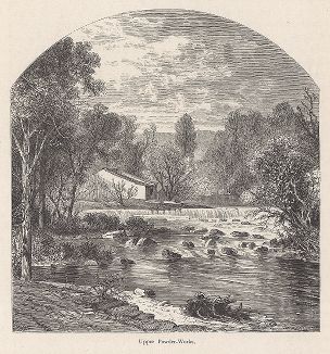 Пейзаж выше по течению Брендивайн-крик, штат Пенсильвания. Лист из издания "Picturesque America", т.I, Нью-Йорк, 1872.