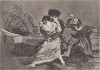 Они не хотят (No quieren). Лист 9 из серии офортов знаменитого художника и гравёра Франсиско Гойи "Бедствия войны" (Los Desastres de la Guerra). Представленные листы напечатаны в Мадриде с оригинальных досок около 1900 года. 